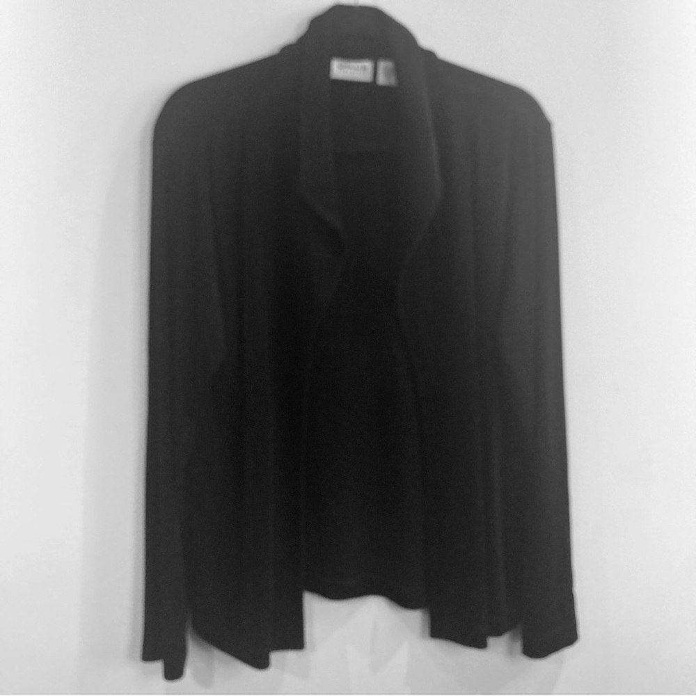 CHICO’S TRAVELLERS Sz 2 Wrinkle Free Slinky Open Front Minimalist Cardigan